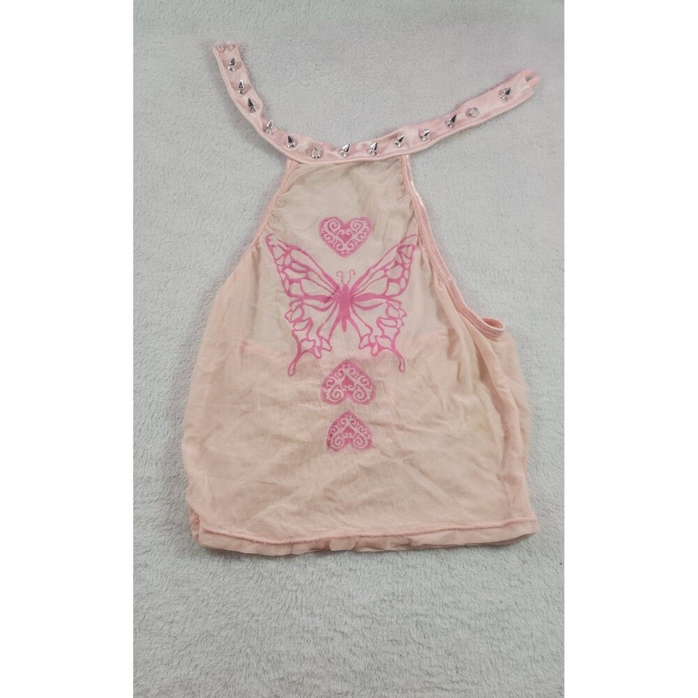 Dolls Kill Sugar Thrillz Fluttering Beatz Butterfly Spike Halter Top Size Small